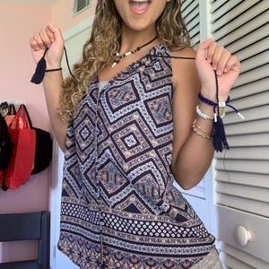 Patterned shirt with Pom Poms